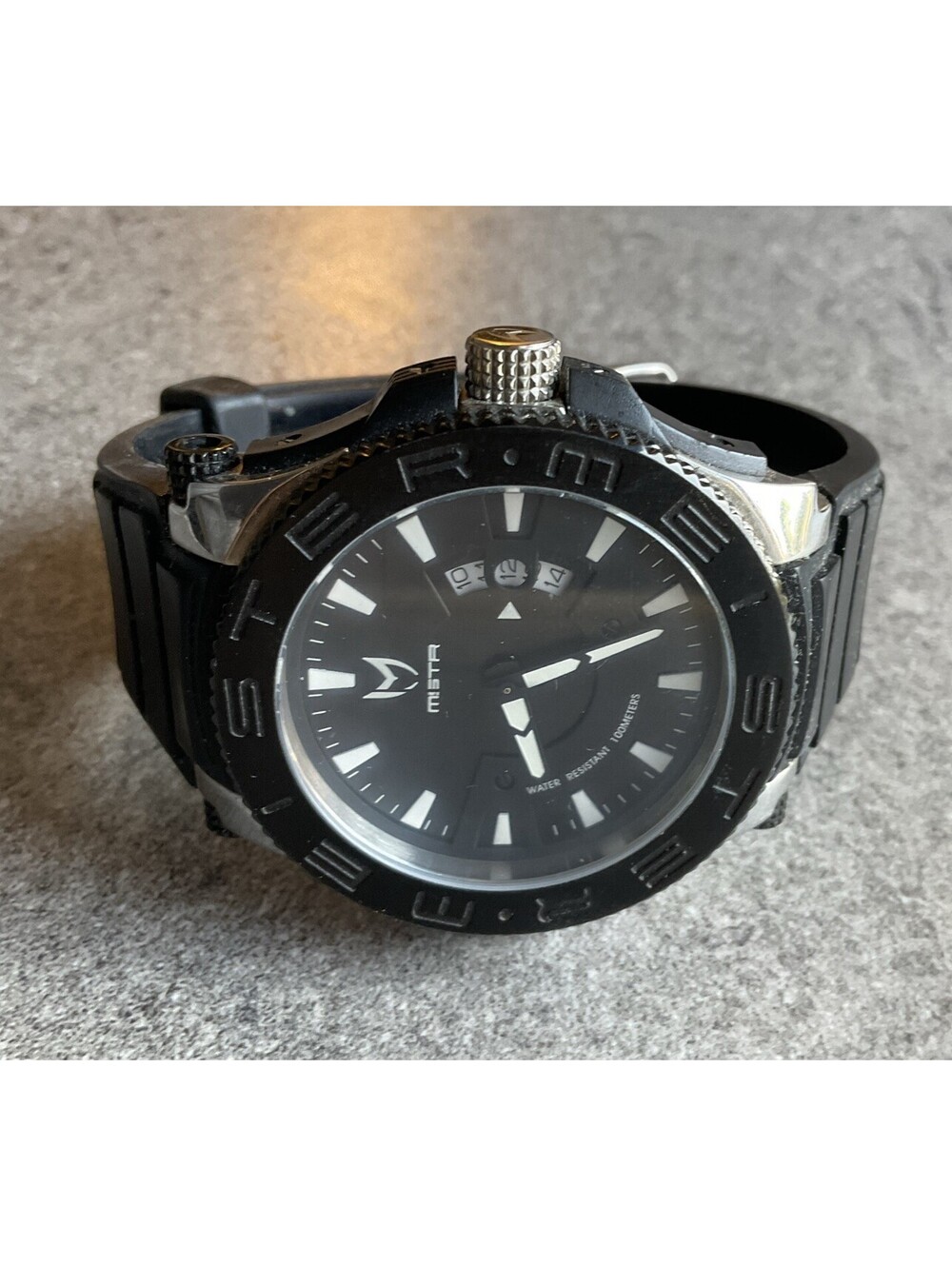 MSTR Meister Prodigy Mens Watch 51mm Silver/Black Case W/Black Band PRS103B B-D
